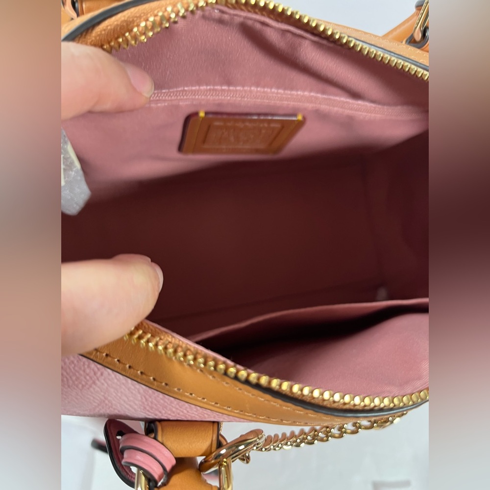 Sold ❌Coach Powder Pink Rowan Medium Satchel Bag In Signature With Charms NWT - Picture 7 of 10
